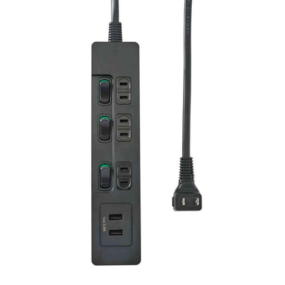 Elpa ELPA Power Tap with No Lamp Individual Switch AC 3 Outlets USB-A×2 2m Black WLS-E3232UA