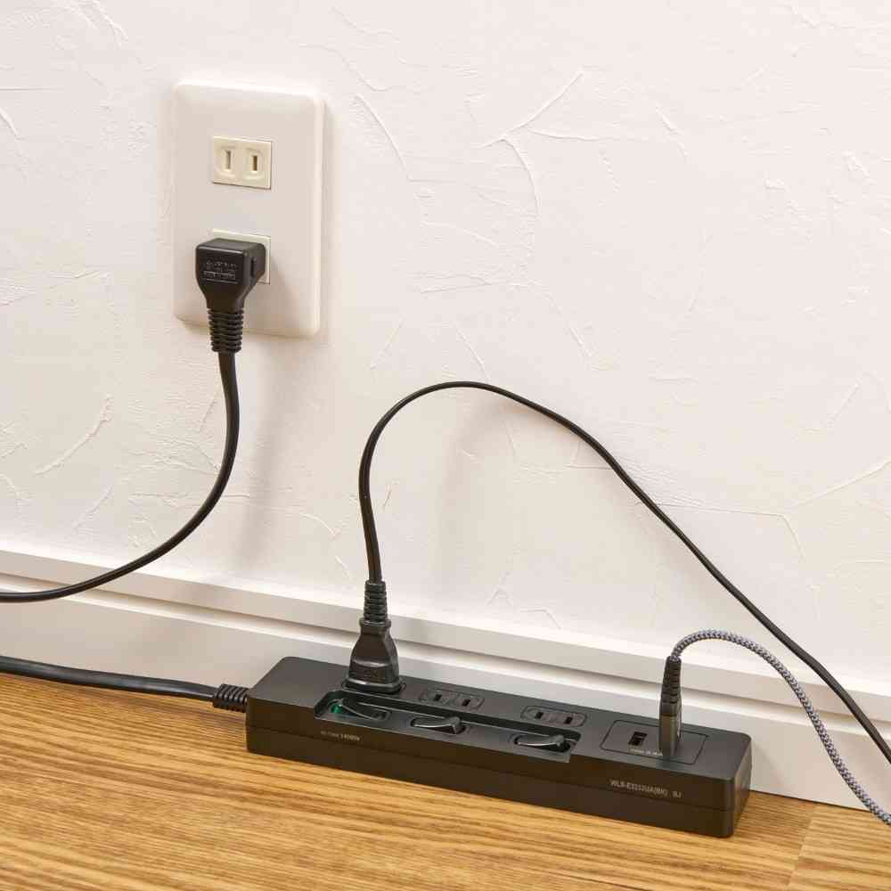 Elpa ELPA Power Tap with No Lamp Individual Switch AC 3 Outlets USB-A×2 2m Black WLS-E3232UA