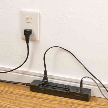 Elpa ELPA Power Tap with No Lamp Individual Switch AC 3 Outlets USB-A×2 2m Black WLS-E3232UA