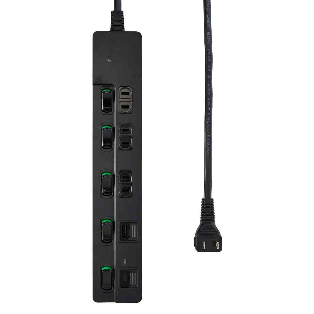 ELPA USB Tap with Switch 1m Black WLK-3221SUC (BK)