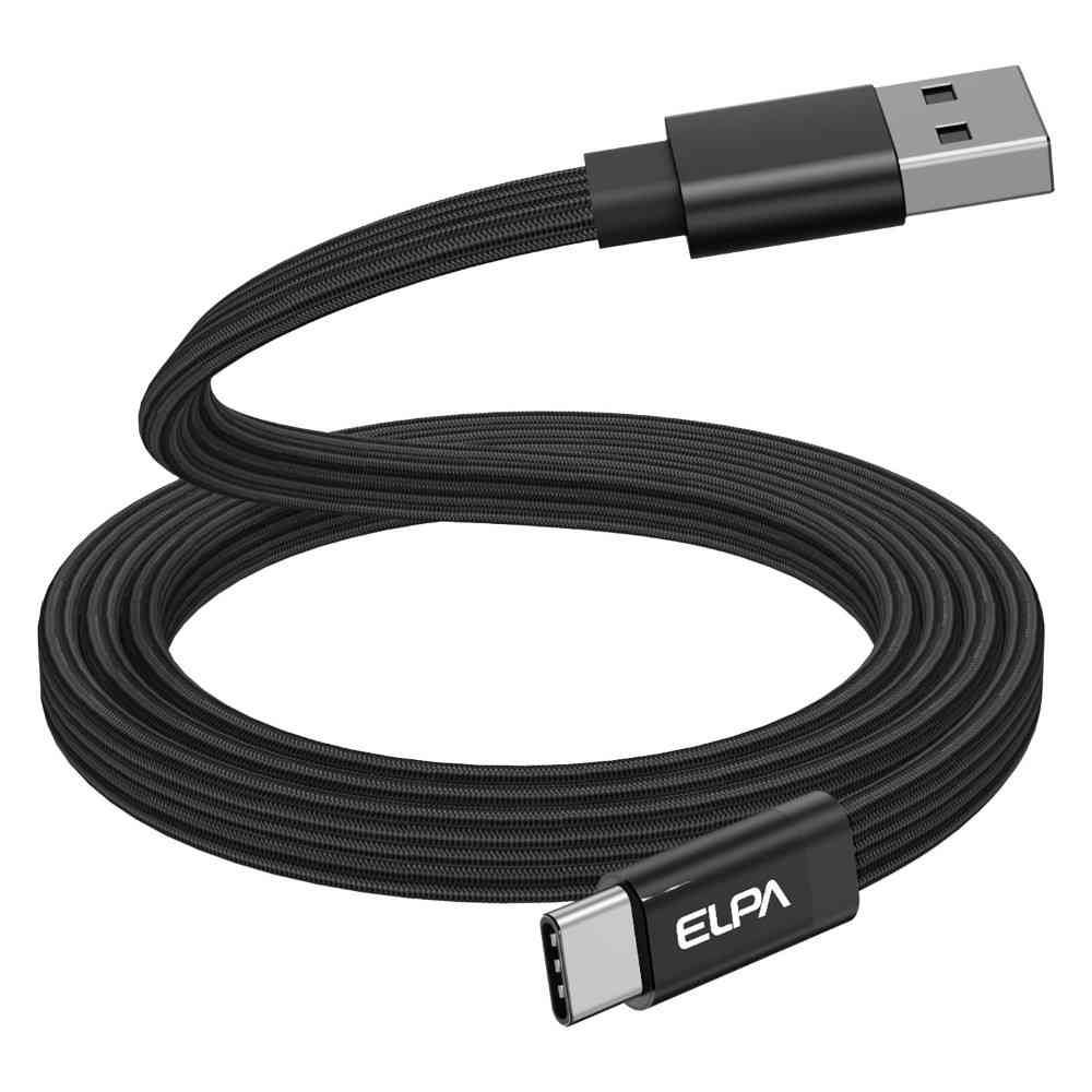 ELPA Flat Magnet USB Cable AtoC 1m MCA-FAC1027 (BK)