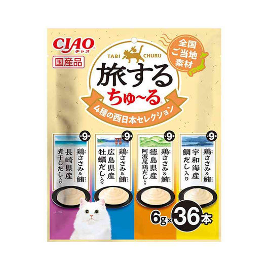 Inaba Pet Food CIAO Traveling Churu 4 Types of Western Japan Selection 6g×36