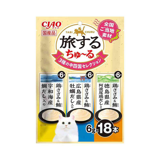 Inaba Pet Food CIAO Traveling Churu 3 Shikoku Selection 6g×18 Sticks