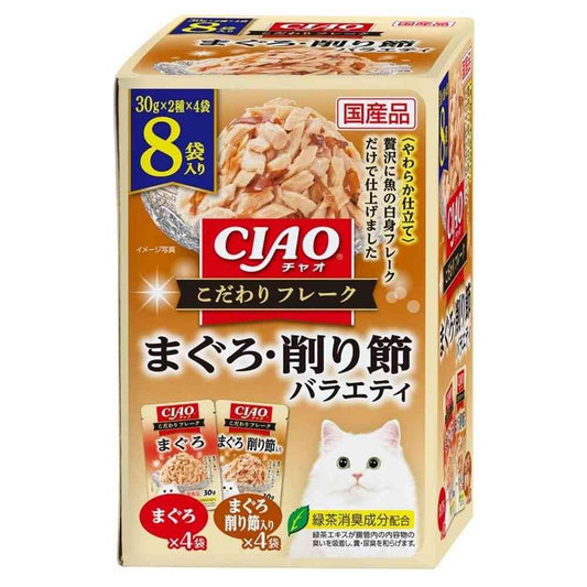 Inaba Pet Food CIAO Special Flakes Bonito & Shaved Bonito Variety 30g x 8 Bags
