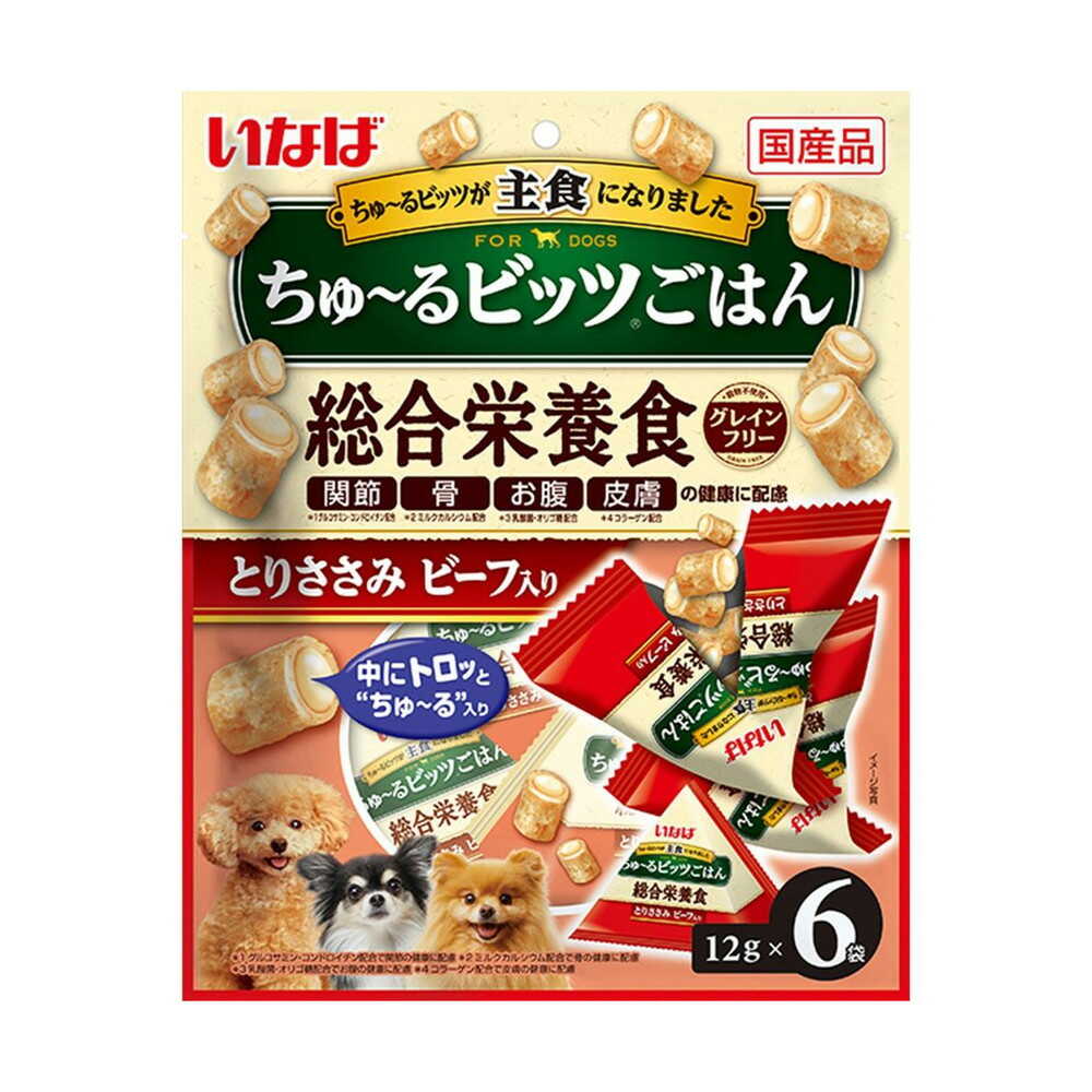 Inaba Pet Food Churu Bits Meal with Chicken Breast & Beef 12g x 6 Packs