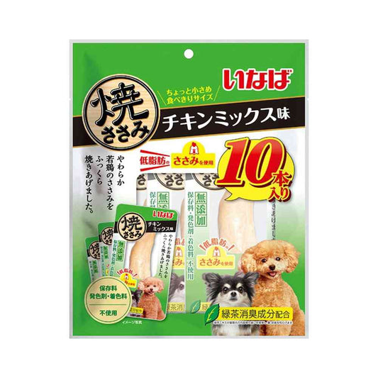 Inaba Pet Food Grilled Chicken Breast Chicken Mix Flavor 10 Sticks