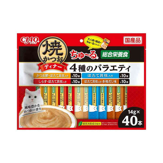 Inaba Pet Food Grilled Bonito Dinner Churu 4 Flavor Variety 14g×40P