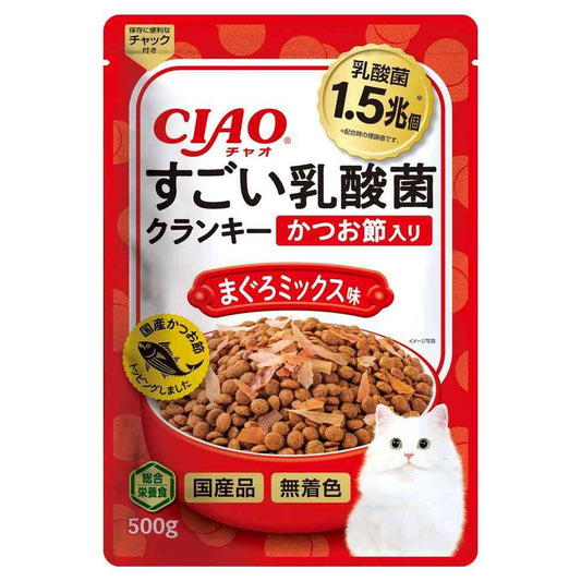 Inaba Pet Food Amazing Lactic Acid Bacteria Crunky Bonito Flakes Tuna Mix Flavor 500g