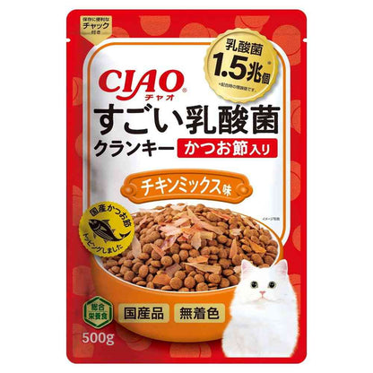 Inaba Pet Food Amazing Lactic Acid Bacteria Crunky Bonito Flakes Chicken Mix Flavor 500g