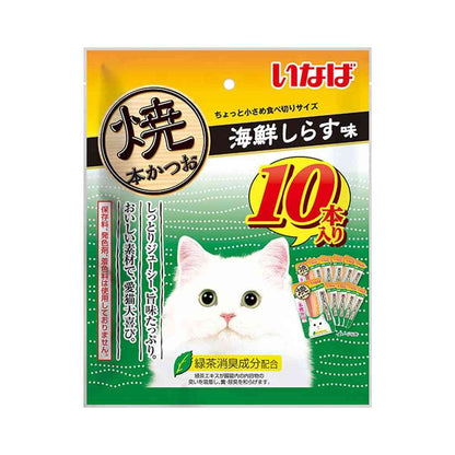 Inaba Pet Food Grilled Bonito Seafood Shirasu Flavor 10 Sticks