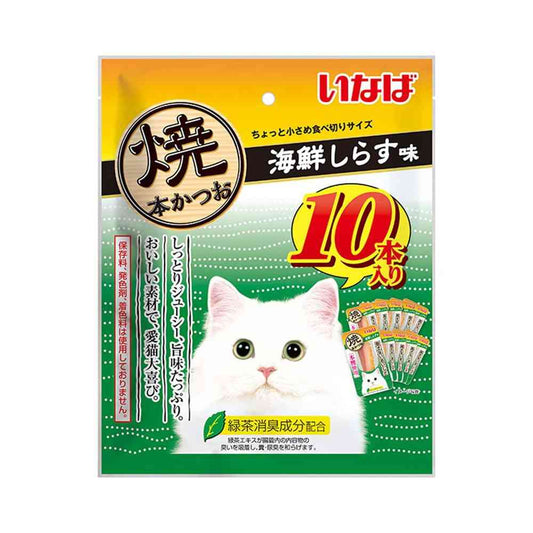 Inaba Pet Food Grilled Bonito Seafood Shirasu Flavor 10 Sticks