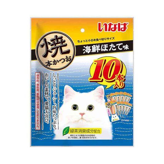 Inaba Pet Food Grilled Bonito Seafood Scallop Flavor 10 Sticks