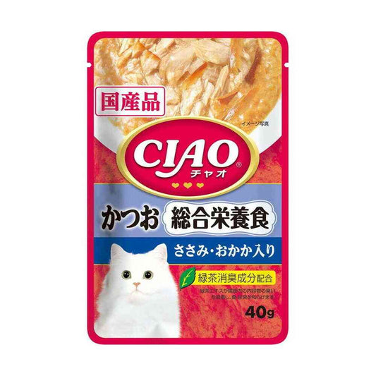 Inaba CIAO Pouch Complete Nutrition Food Tuna with Chicken Tender & Bonito Flakes 40g