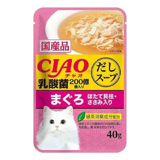 Inaba CIAO Dashi Soup with Probiotics Tuna with Scallop and Chicken Fillet 40g