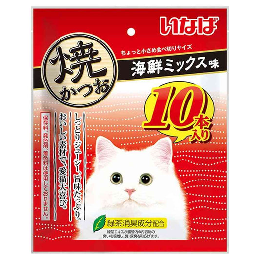 Inaba Pet Food Inaba Grilled Bonito Seafood Mix Flavor 10 Sticks