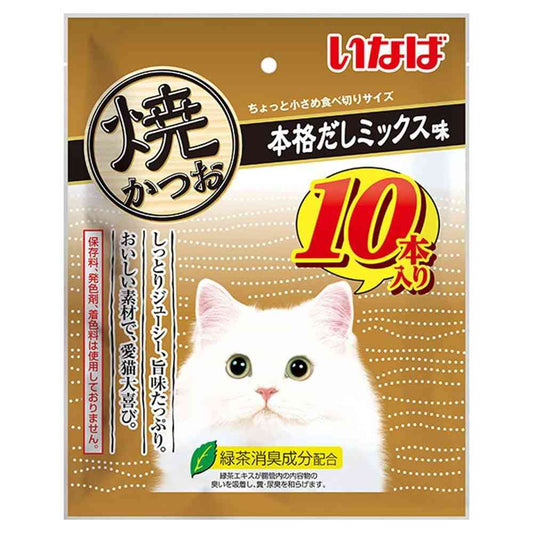 Inaba Pet Food Inaba Grilled Bonito Authentic Dashi Mix Flavor 10 Sticks