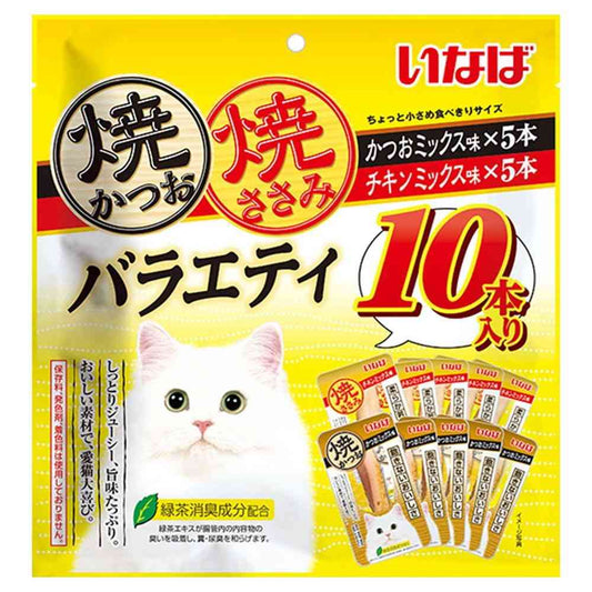 Inaba Pet Food Grilled Bonito & Chicken Variety 10 Sticks
