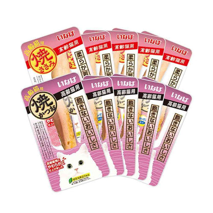 Inaba Pet Food Grilled Bonito & Chicken Tender for Senior Cats Variety 10 Sticks