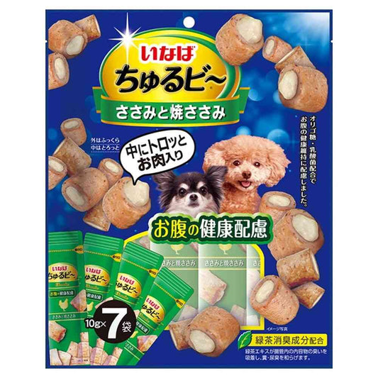 Inaba Pet Food Churu B - Chicken and Grilled Chicken for Stomach Health 10g x 7 Packs