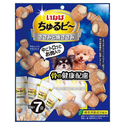 Inaba Pet Food Churu B - Chicken and Grilled Chicken for Bone Health 10g x 7 Packs