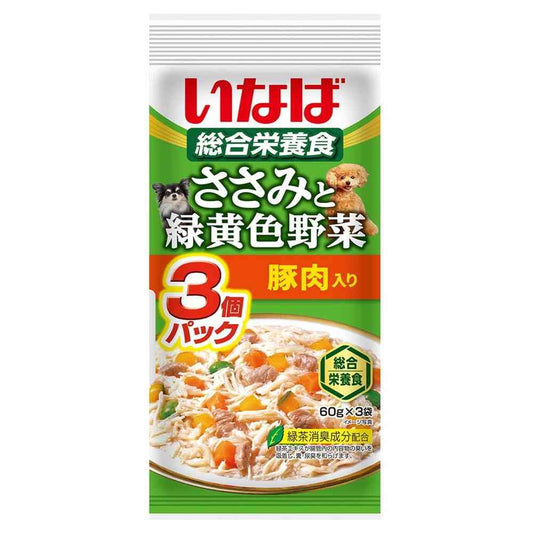Inaba Pet Food Chicken and Colorful Vegetables with Pork 60g x 3 Packs