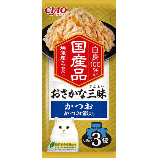 Inaba Pet Food CIAO Fish Delight Bonito with Bonito Flakes 60g×3 Bags
