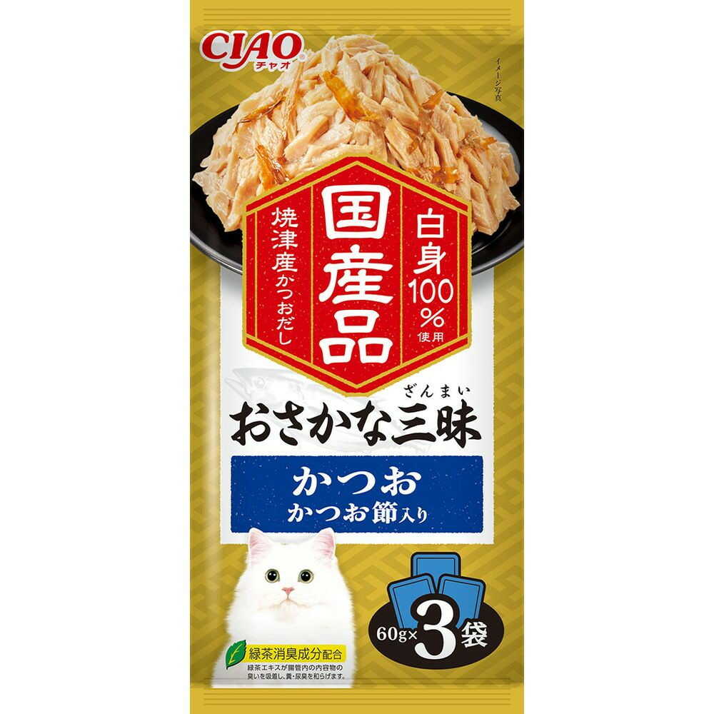 Inaba Pet Food CIAO Fish Delight Bonito with Bonito Flakes 60g×3 Bags
