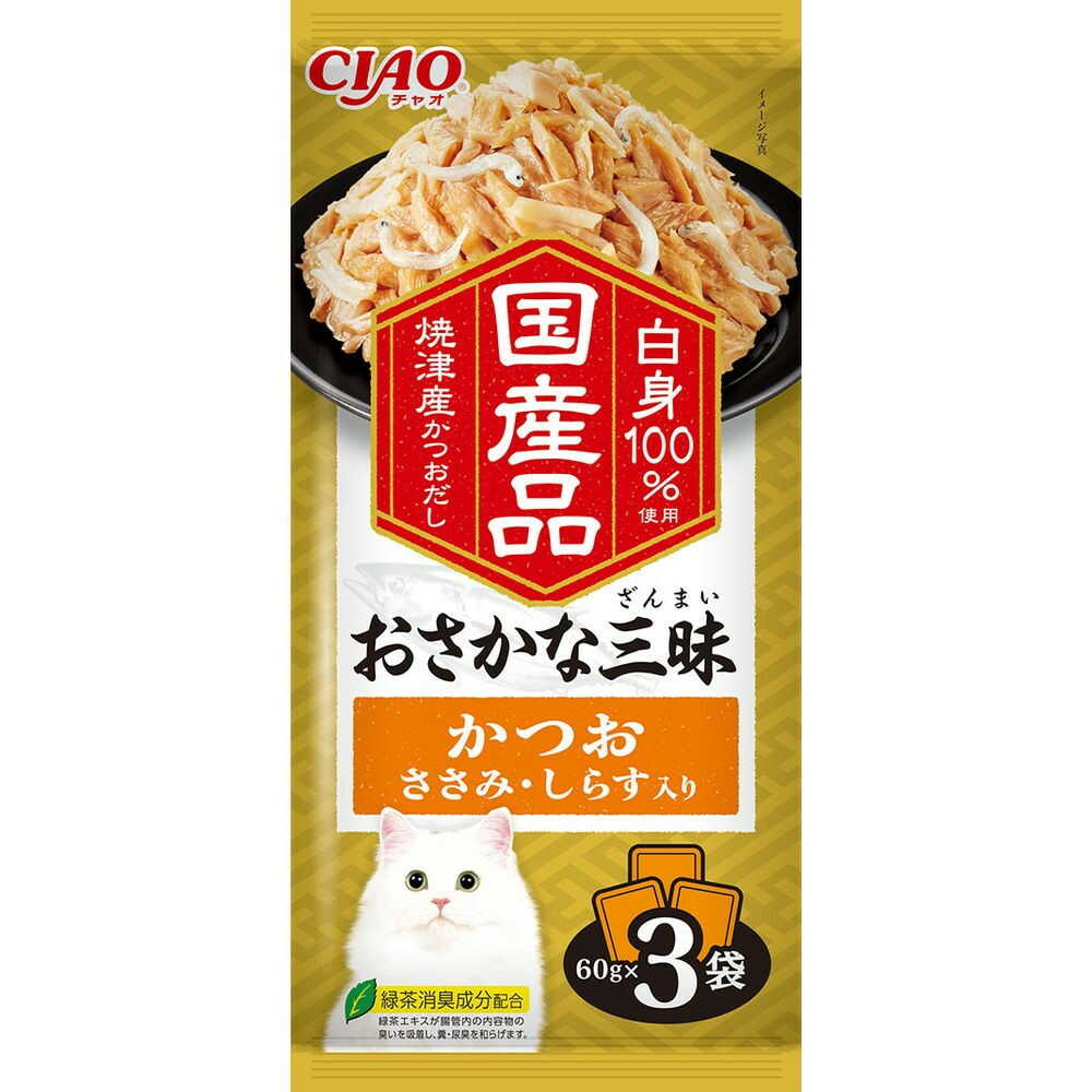 Inaba Pet Food CIAO Fish Delight Bonito with Shirasu & Chicken Breast 60g×3 Bags