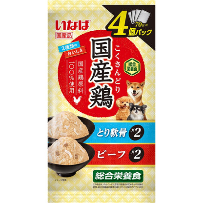 Inaba Pet Food Inaba Domestic Chicken Soft Cartilage & Beef Variety 70g x 4 pieces
