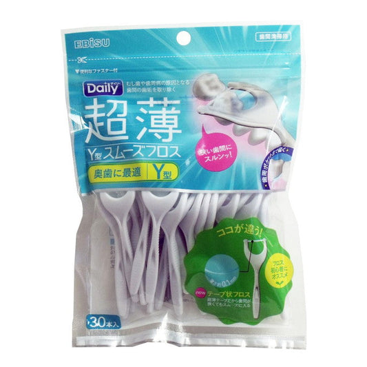 Ebisu Daily Ultra Thin Y-Type Smooth Floss 30 Pieces