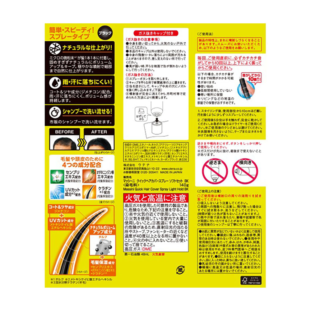 Utena Massini Hair Cover Spray Soft Set Black 140g