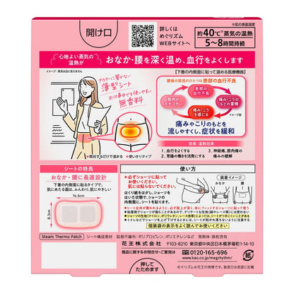 Kao Megurizm Steam Heat Sheet for Inside Underwear, 5 Count