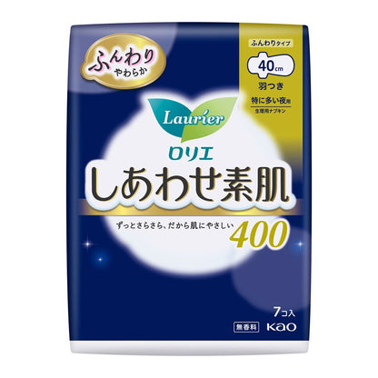Kao Laurier Happy Skin Extra Heavy Night Pads with Wings 400, 7 Count