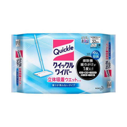 Kao Quickle Wiper 3D Adhesive Wet Sheets No Fragrance Type 32 Sheets