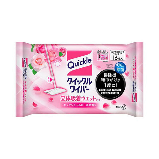 Kao Quickle Wiper 3D Adhesive Wet Sheets Rose Scent 16 Sheets