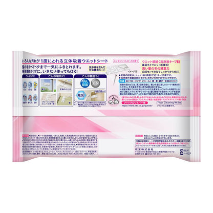 Kao Quickle Wiper 3D Adhesive Wet Sheets Rose Scent 16 Sheets