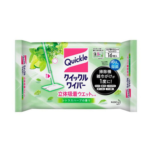 Kao Quickle Wiper 3D Adhesive Wet Sheets Citrus Herb Scent 16 Sheets