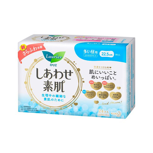 Kao Laurier Shiawase Sohada Heavy Day Use (22.5cm, Wingless, 24 Pieces)