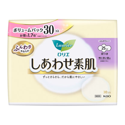 Kao Laurier Shiawase Skin Volume Pack Day Pads (25cm, Wings)