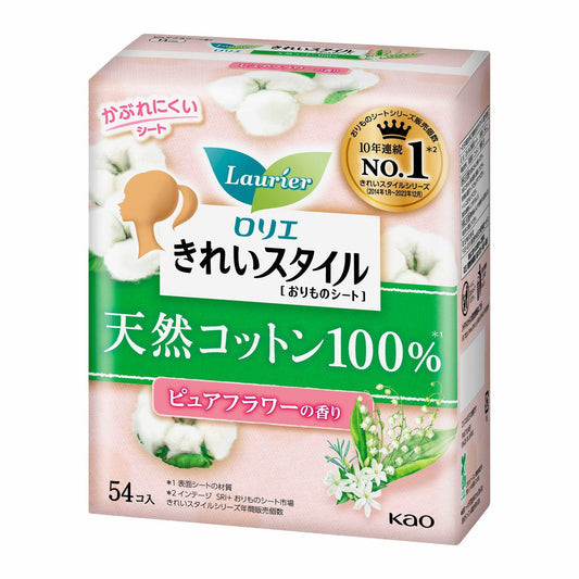 Kao Laurier Clean Style 100% Natural Cotton Pure Flower Scent 54 Pieces