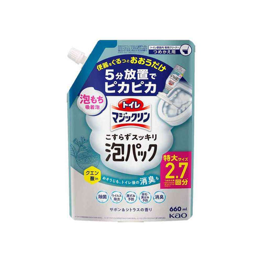 Kao Toilet Magic Clean No Scrub Foam Pack Soap & Citrus Scent Refill 660ml