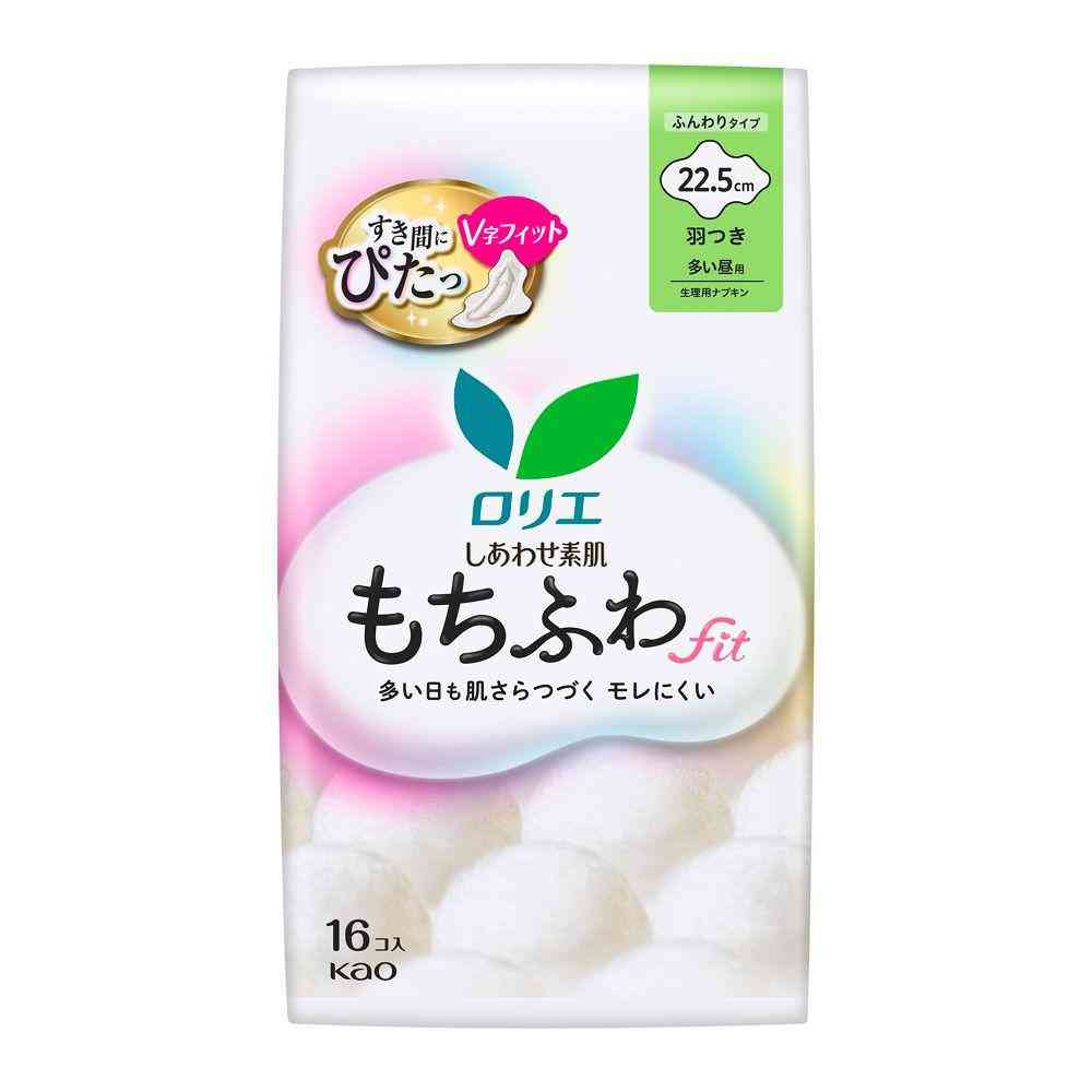 Kao Laurier Shiawase Suhada Mochi Fuwafit Day Use (22.5cm, Wings) (16 Pieces)