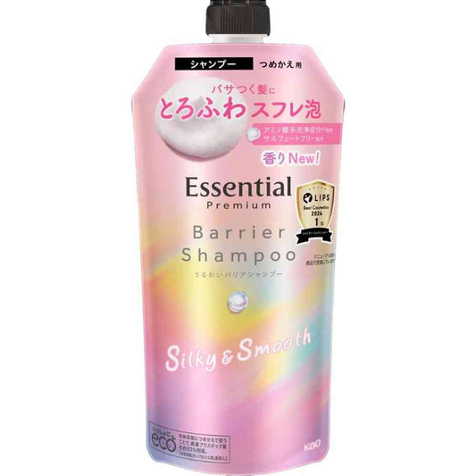 Kao Essential Premium Moisture Barrier Shampoo Silky & Smooth Refill 340ml