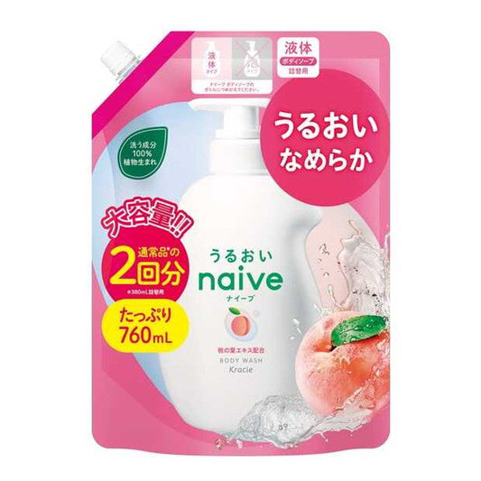 Naive Body Soap with Peach Leaf Extract Large Refill 760ml