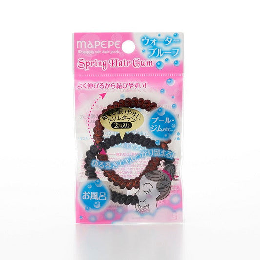Mappepe Spring Hair Rubber Slim Type 2P (Brown & Black)