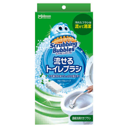 Johnson Scrubbing Bubbles Flushable Toilet Brush Floral Soap Set (Main + 4 Refills)