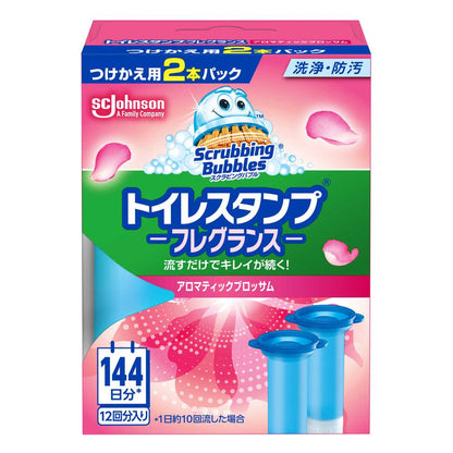 Johnson Scrubbing Bubbles Toilet Stamp Aromatic Blossom Refill 12 Uses (38g x 2)