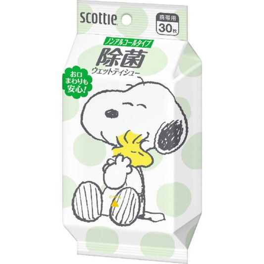 Scottie Wet Tissue Antibacterial Non-Alcohol Type Snoopy 30 Sheets