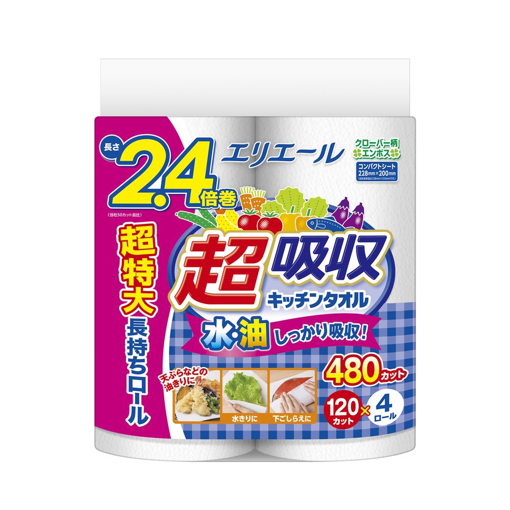 Daio Paper Elleair Super Absorbent Kitchen Towel 4 Rolls