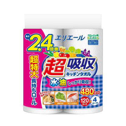 Daio Paper Elleair Super Absorbent Kitchen Towel 4 Rolls